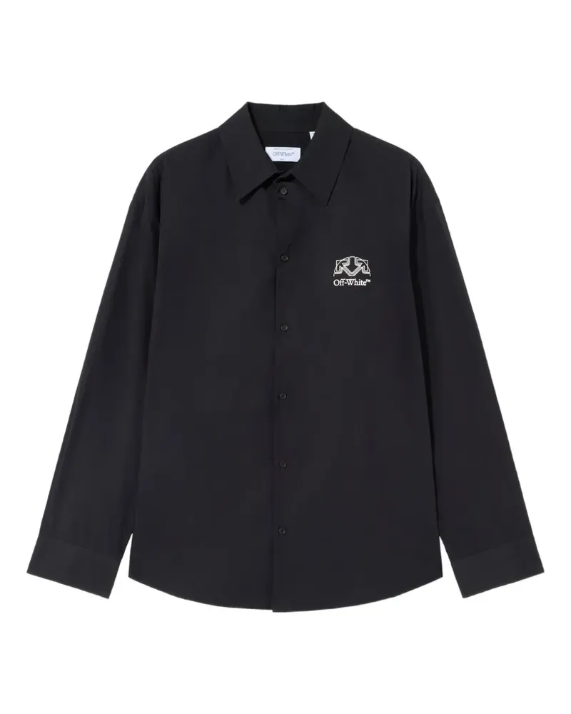 OFF-WHITE Off Line Half Arrow Hemdjacke aus Popeline - Schwarz Schwarz