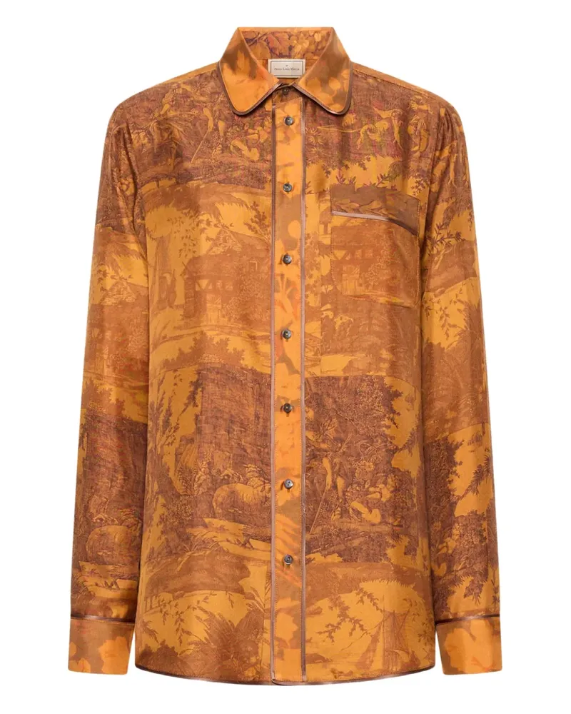 Pierre-Louis Mascia long-sleeve silk shirt - Braun Braun