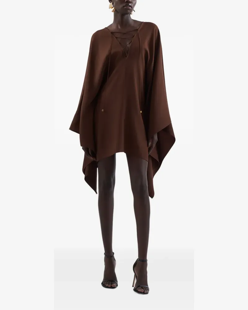 Taller Marmo Sahara lace-up kaftan mini dress - Braun Braun
