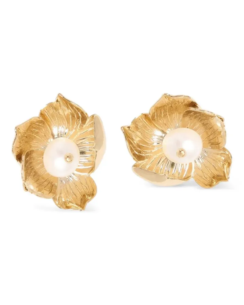 Erdem Perlenverzierte Ohrringe mit Blumenmotiv - Gold Gold