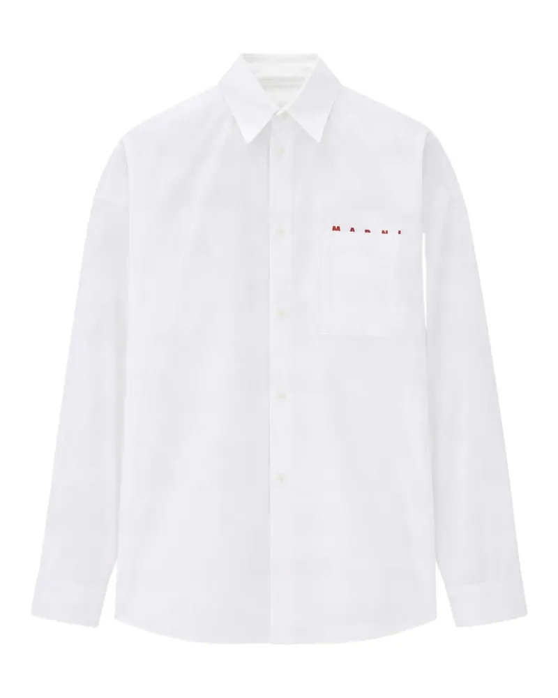 Marni logo-embroidered chest-pocket shirt - Weiß Weiß