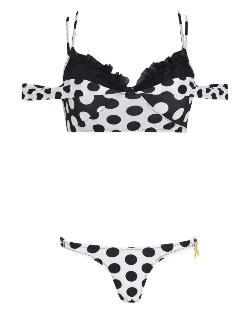 Amir Slama Bikini mit Polka Dots - Schwarz Schwarz