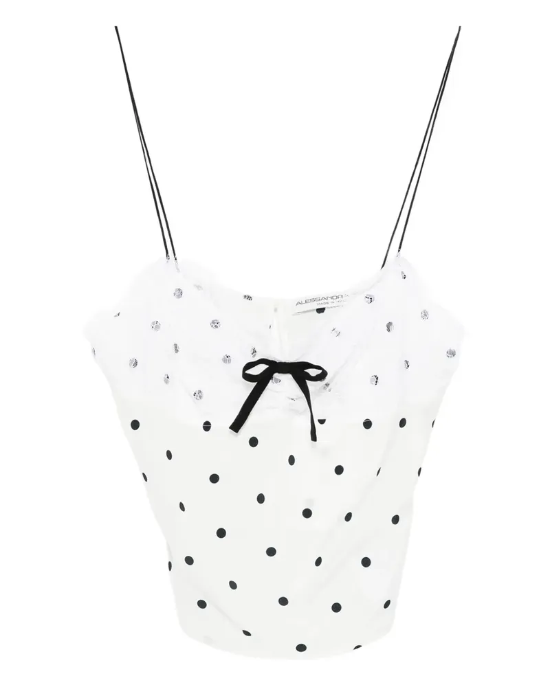 Alessandra Rich Top mit Polka-Dot-Print - Weiß Weiß