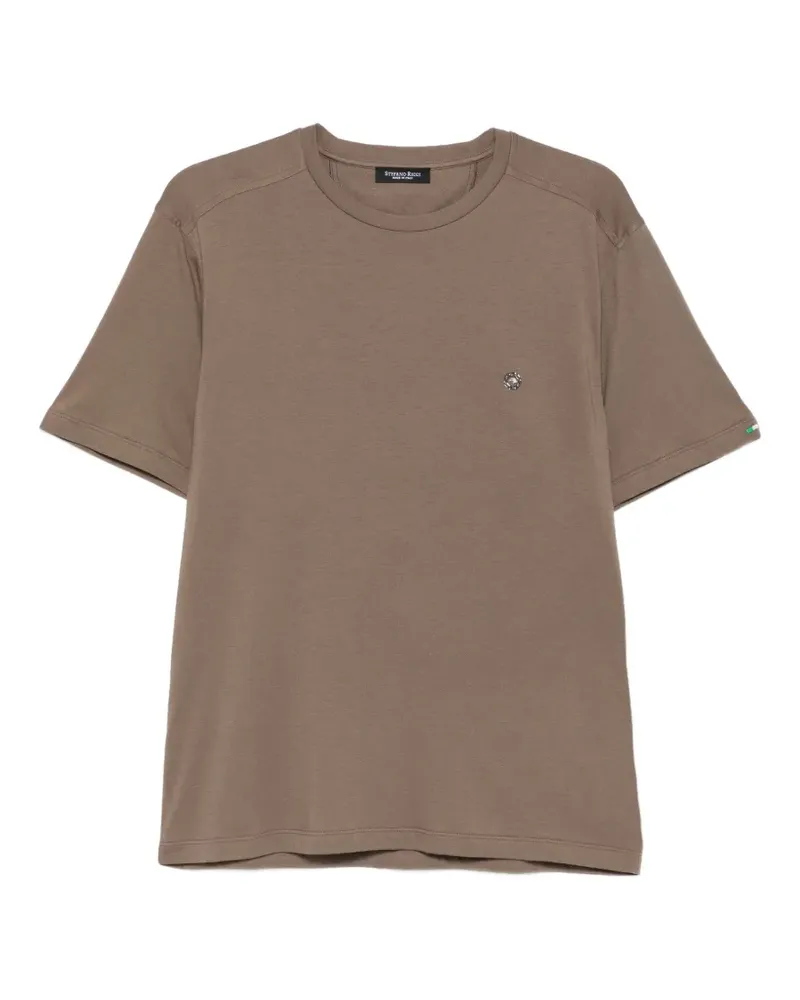 Stefano Ricci logo-plaque T-shirt - Braun Braun