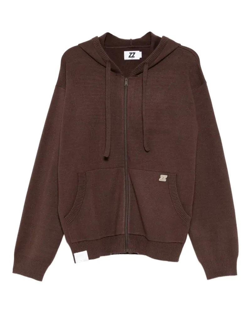 Izzue Gestrickte Jacke mit Logo-Patch - Braun Braun