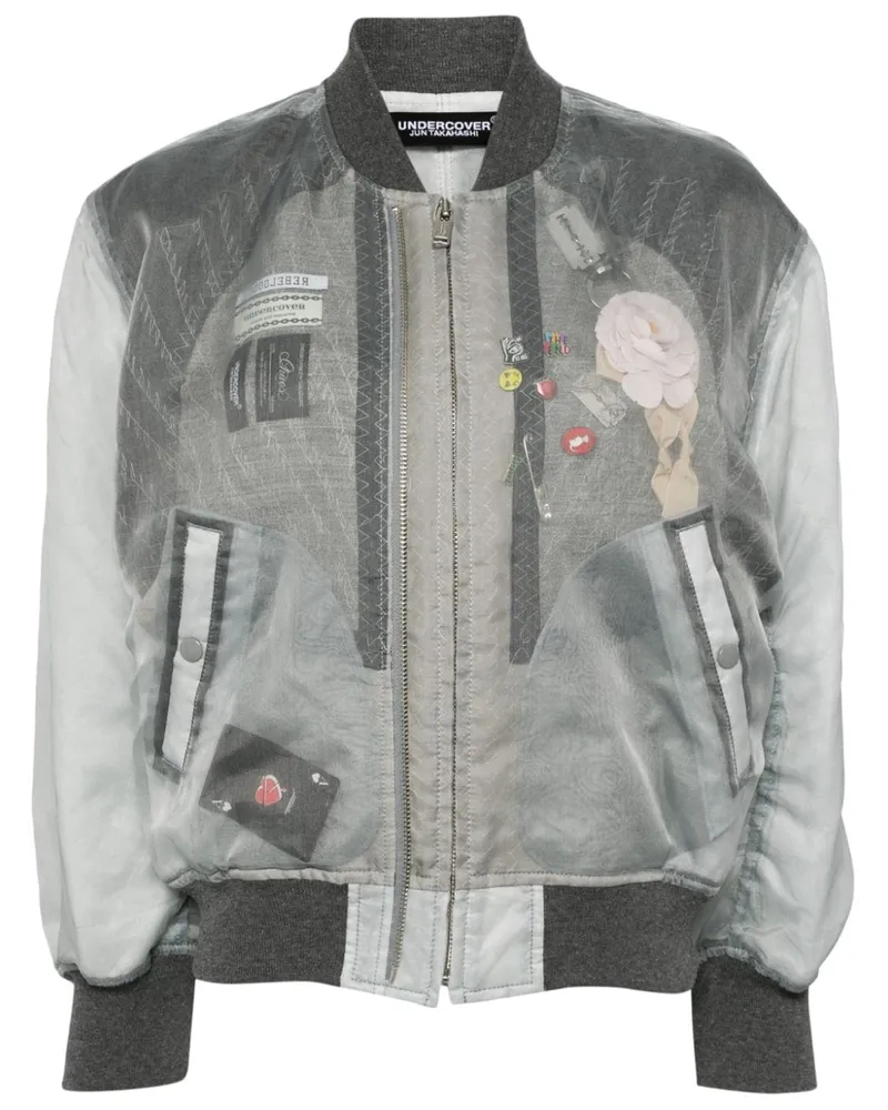 Undercover Bomberjacke mit Blumenapplikation - Grau Grau