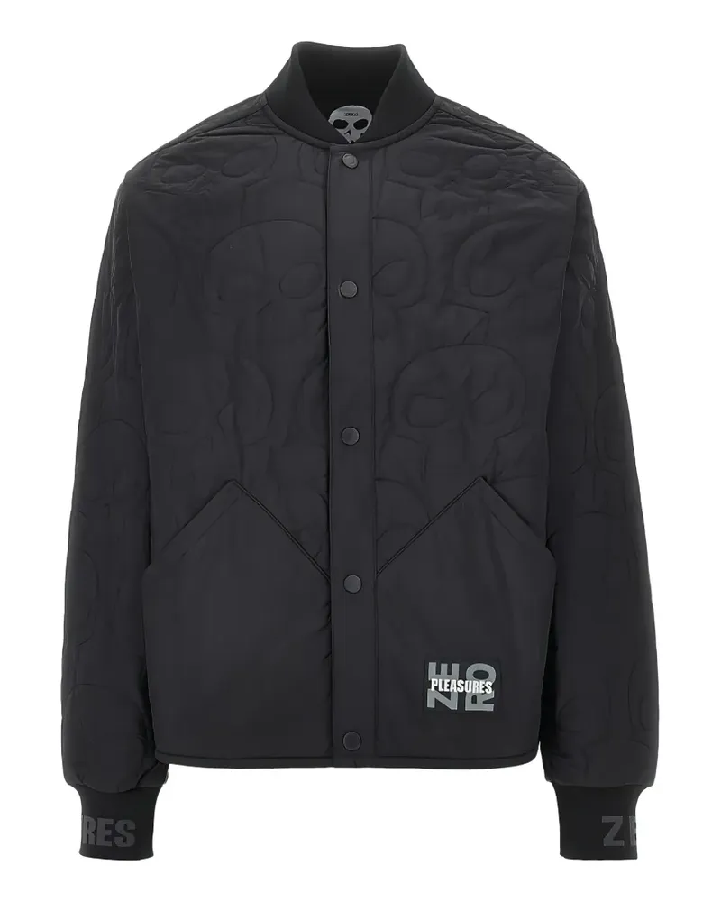 PLEASURES Gesteppte Thomas Jacke mit Totenkopf - Schwarz Schwarz