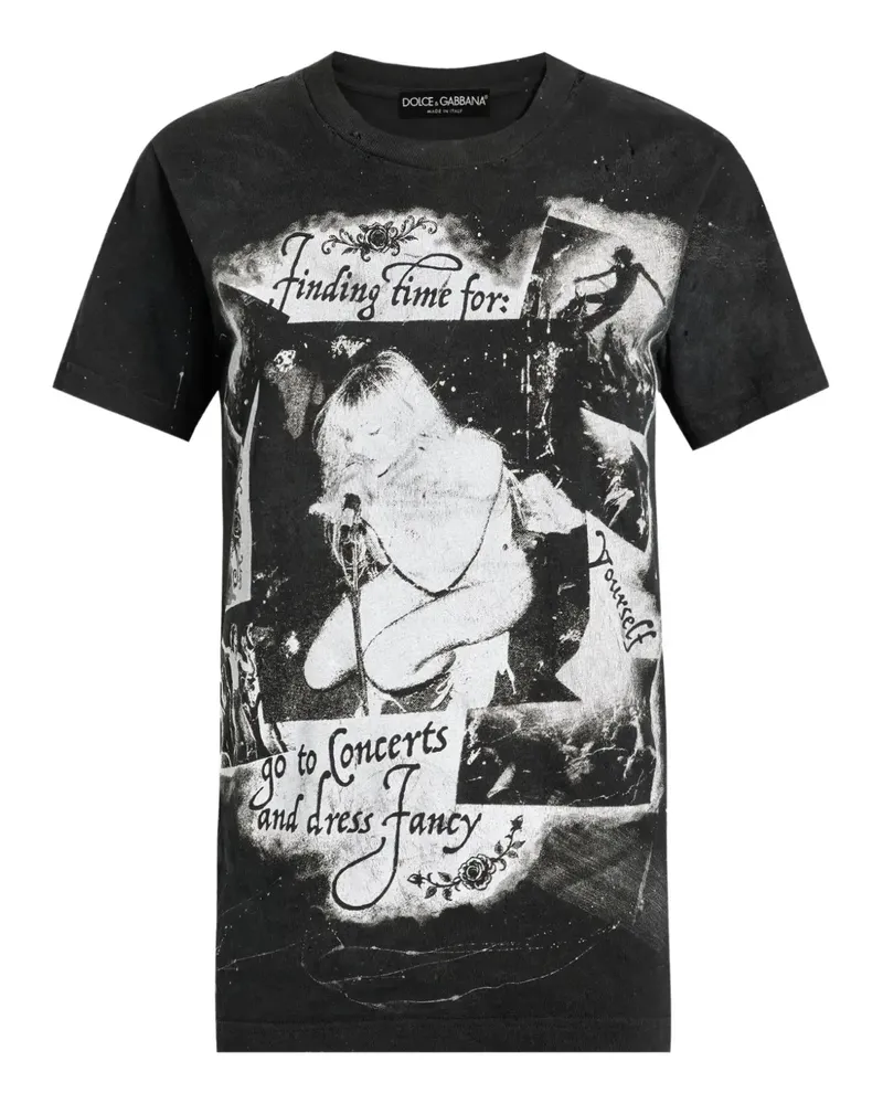 Dolce & Gabbana T-Shirt im Distressed-Look - Schwarz Schwarz