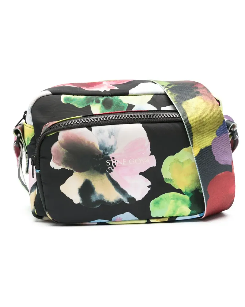 Stine Goya Umhängetasche mit Blumen-Print - Schwarz Schwarz