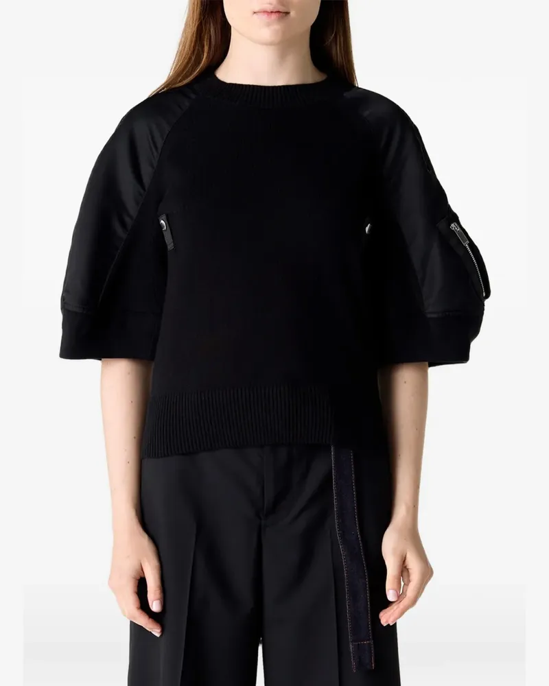 Sacai T-Shirt mit Einsätzen - Schwarz Schwarz