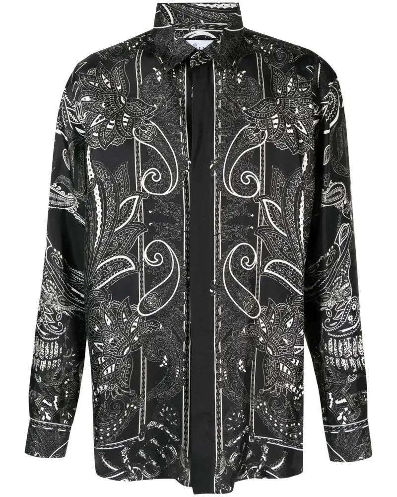 Philipp Plein Dandy Seidenhemd mit Paisley-Print - Schwarz Schwarz