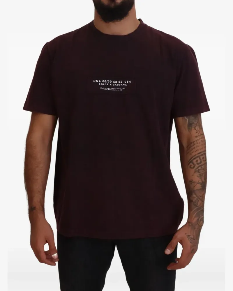Dolce & Gabbana T-Shirt mit Logo-Patch - Rot Rot