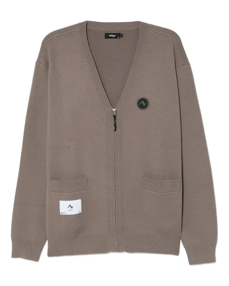 Izzue Cardigan mit Logo-Patch vorne - Braun Braun