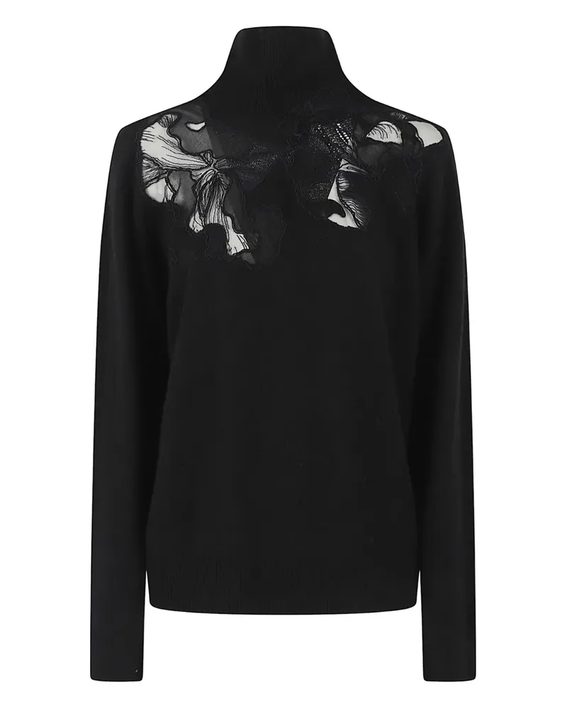 Ermanno Scervino Top mit Spitzenapplikation - Schwarz Schwarz