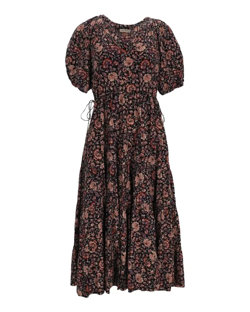 Ulla Johnson Midikleid mit Blumen-Print - Schwarz Schwarz