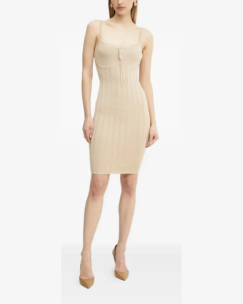 Guess Geripptes Kleid - Nude Nude