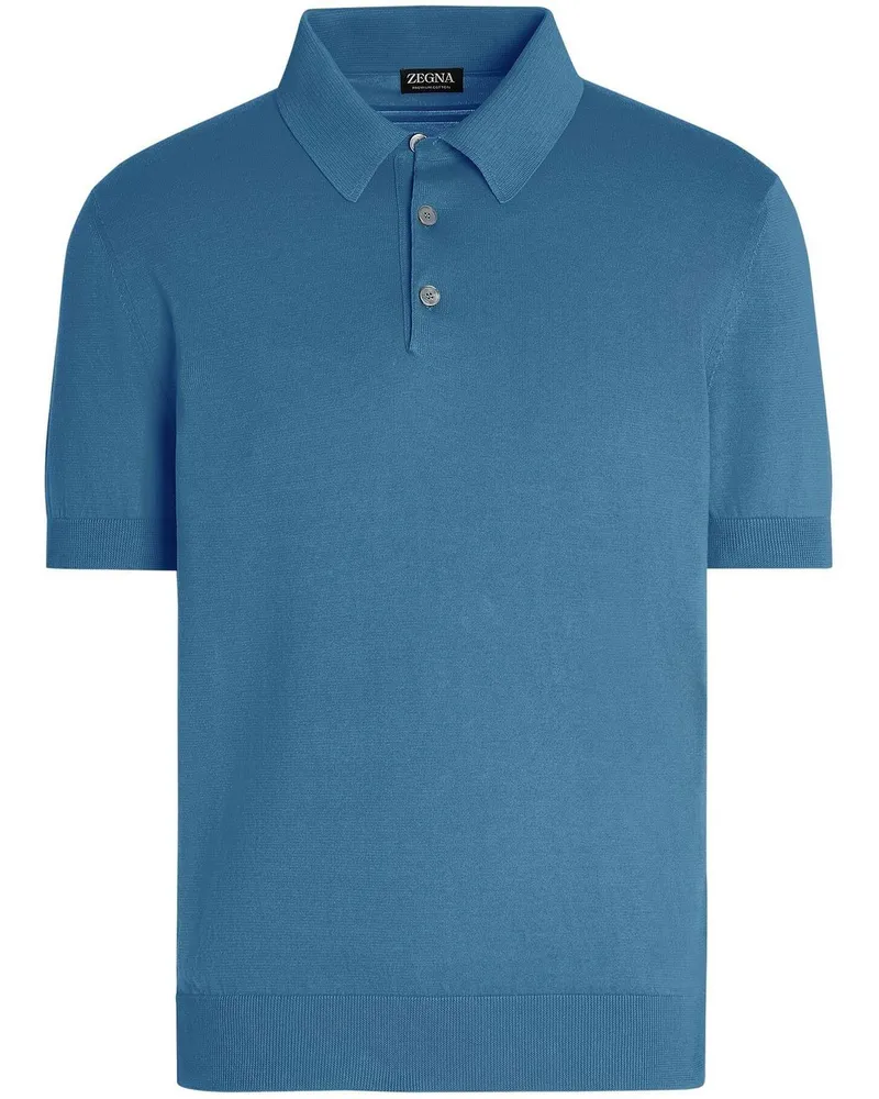 Ermenegildo Zegna Fein gestricktes Poloshirt - Blau Blau