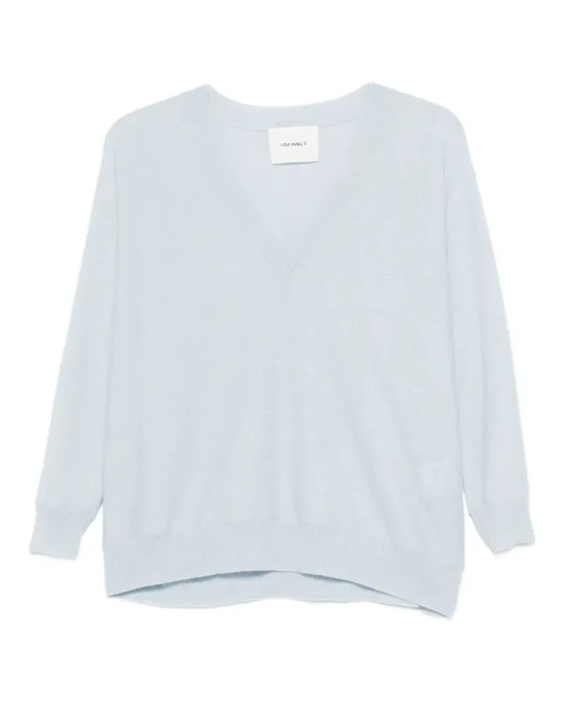 Lisa Yang Pullover mit V-Ausschnitt - Blau Blau