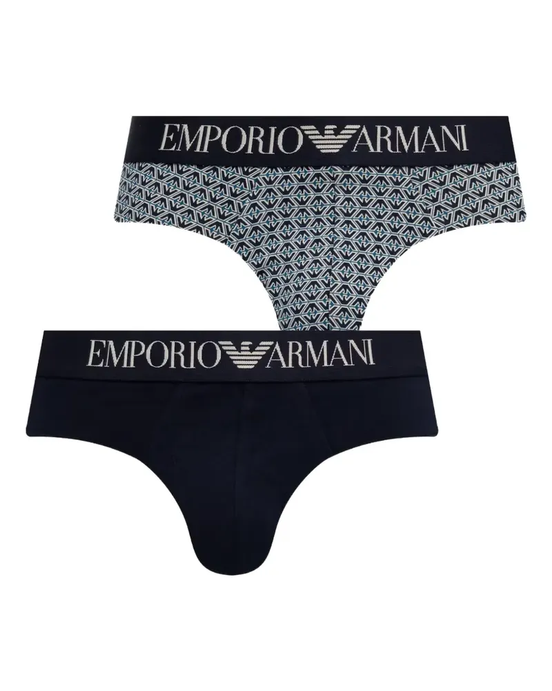 Emporio Armani logo-waistband briefs (set of two) - Blau Blau