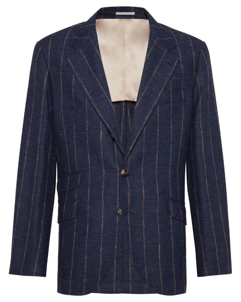 Brunello Cucinelli Gestreiftes Sakko - Blau Blau