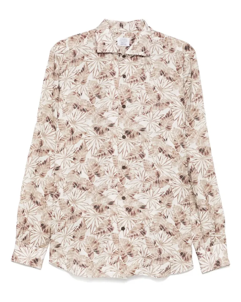MAZZARELLI Hemd mit Blatt-Print - Nude Nude