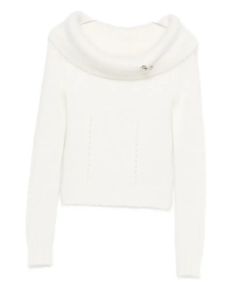 Blumarine Pullover mit drapierten Kragen - Weiß Weiß