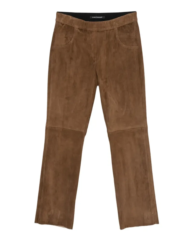 Luisa Cerano straight-leg suede trousers - Braun Braun