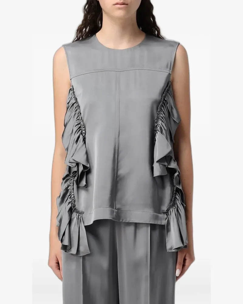 Jil Sander Bluse mit Rüschenbesatz - Grau Grau
