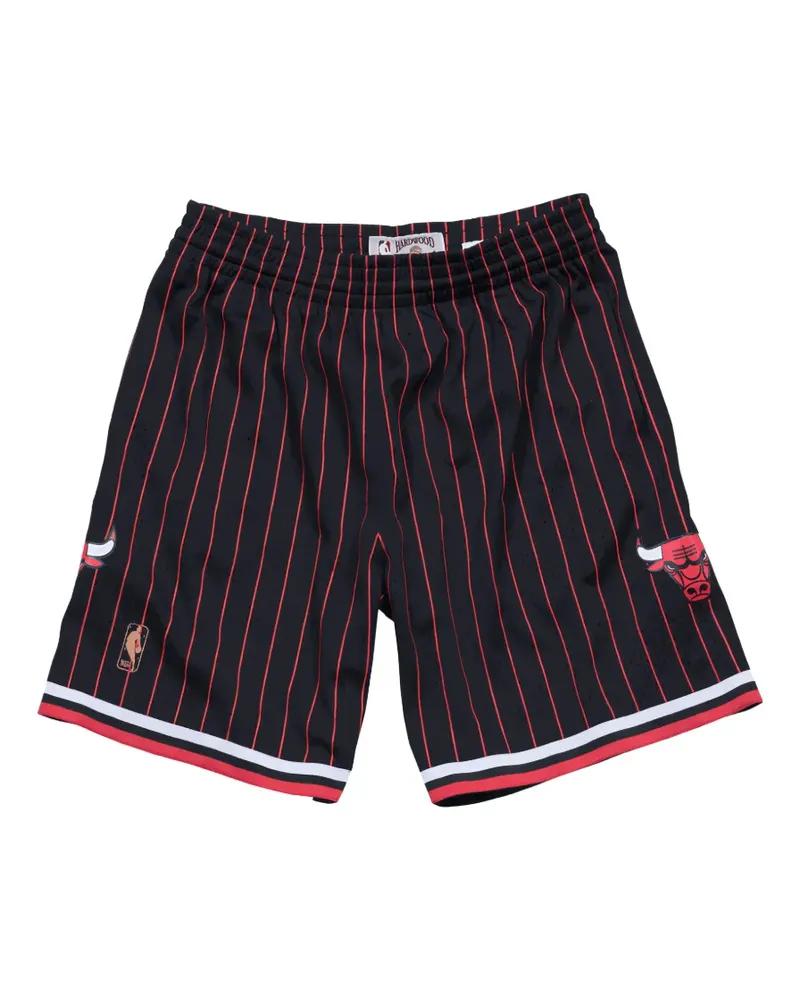 Mitchell & Ness Gestreifte Shorts mit Logo - Schwarz Schwarz