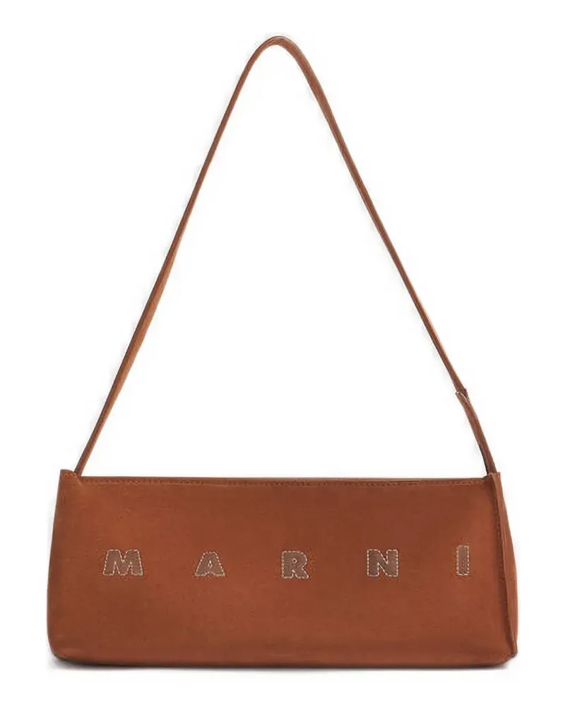 Marni Schultertasche mit Logo-Stickerei - Braun Braun