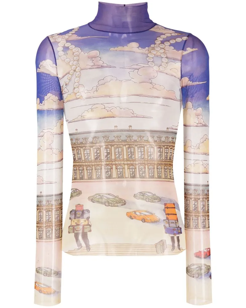 Casablanca Paris Oberteil mit Illustrations-Print Blau