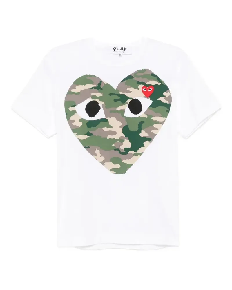 Comme des Garçons heart-print camouflage-pattern T-shirt - Weiß Weiß
