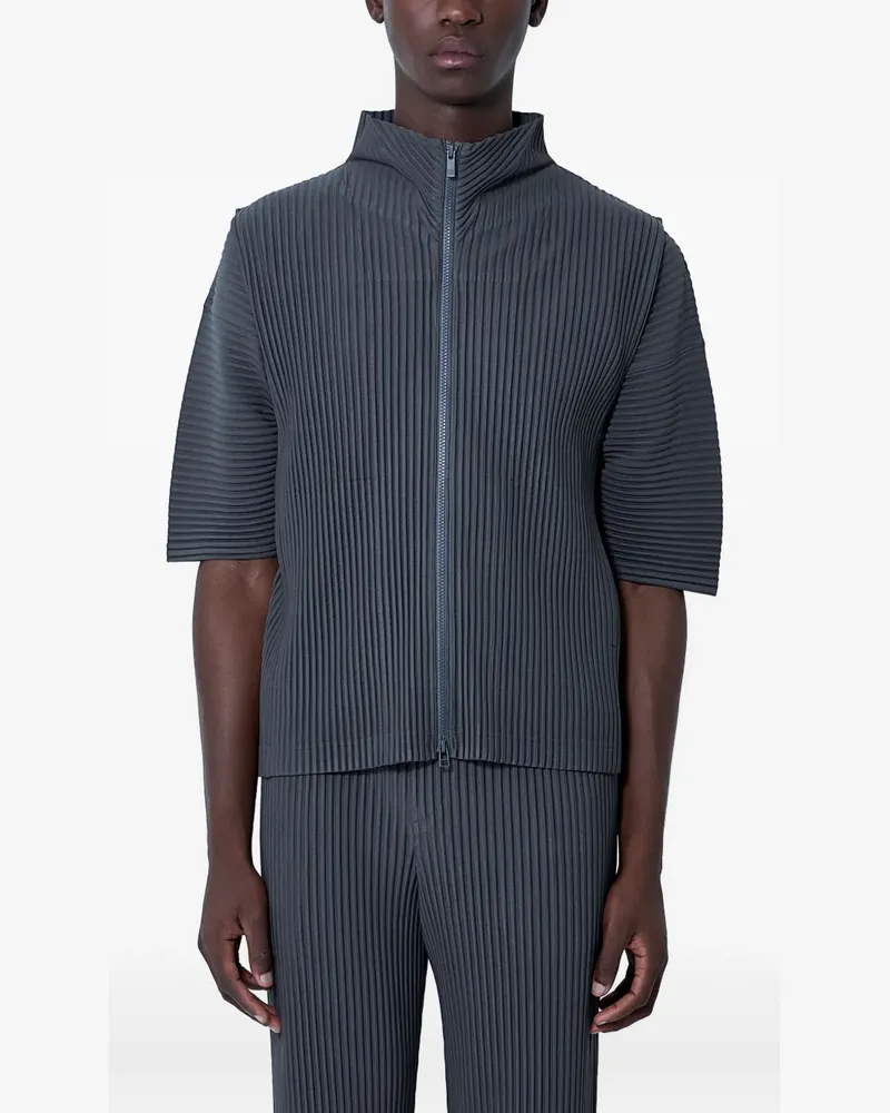 Issey Miyake Reißverschluss-Weste mit Falten - Grau Grau