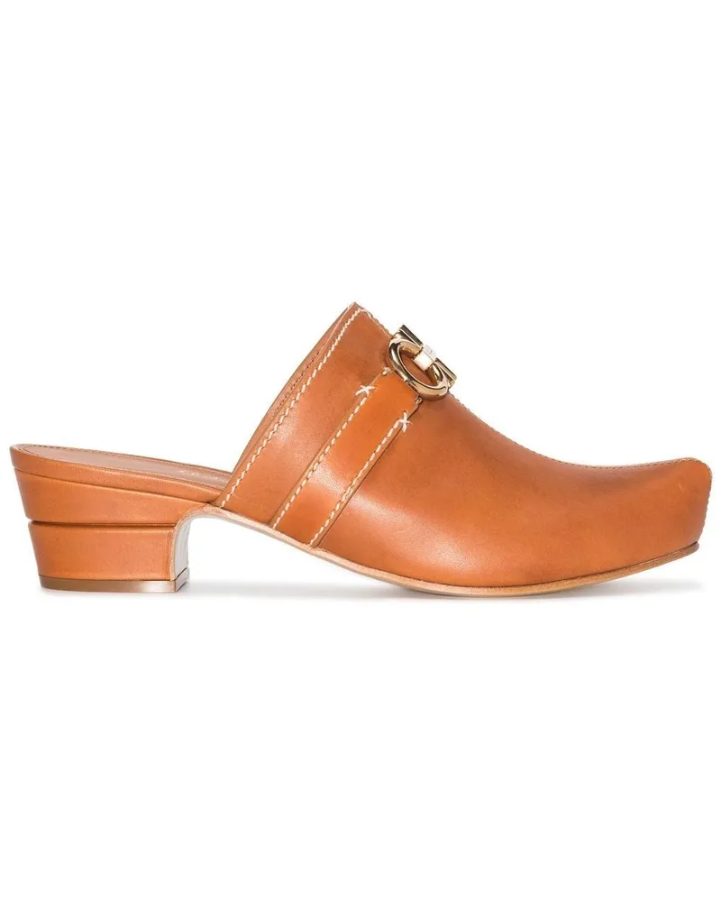 Ferragamo Mules mit Gancini-Detail - Braun Braun