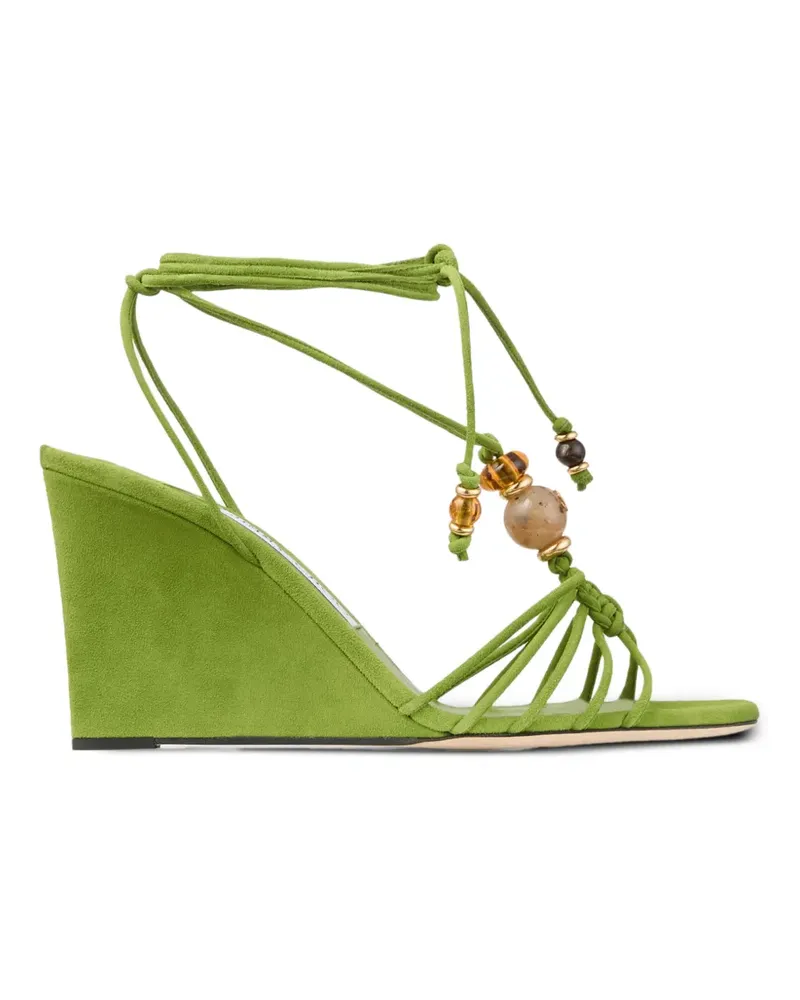Jimmy Choo Lova Wedge 85 bead-embellished sandals - Grün Grün