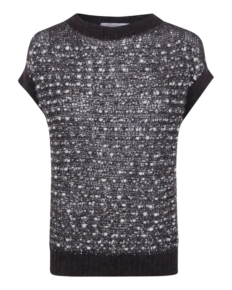 D.EXTERIOR Bouclé-Pullover mit Pailletten - Braun Braun