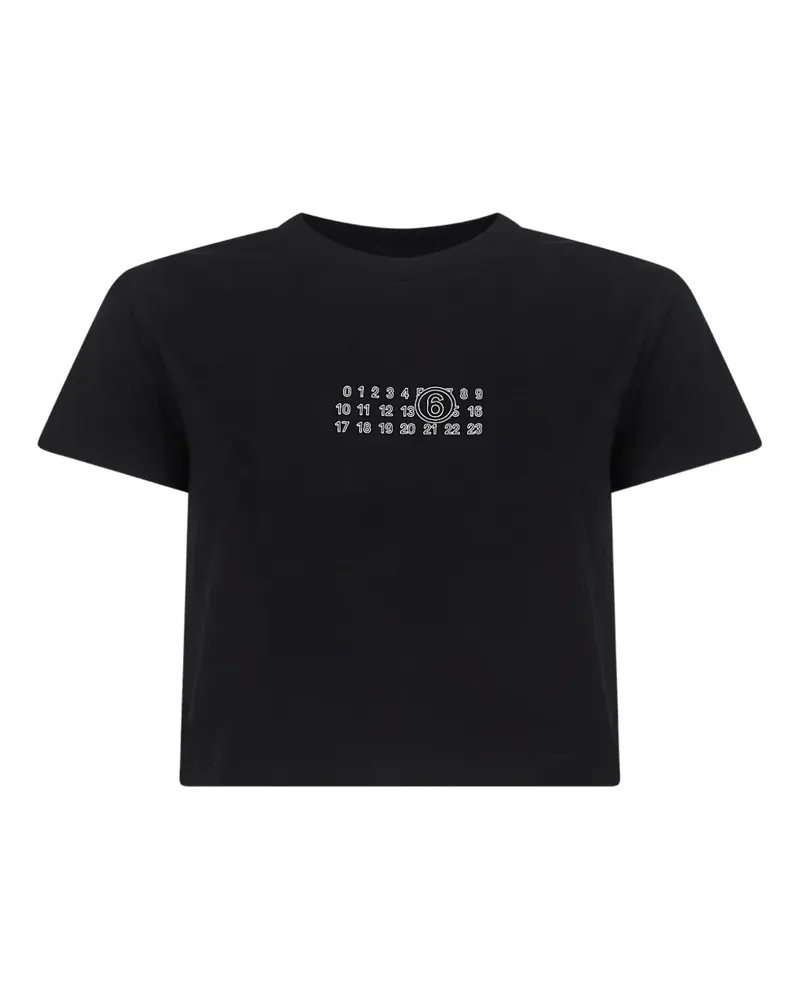 Maison Margiela Cropped-T-Shirt mit Nummern-Motiv - Schwarz Schwarz