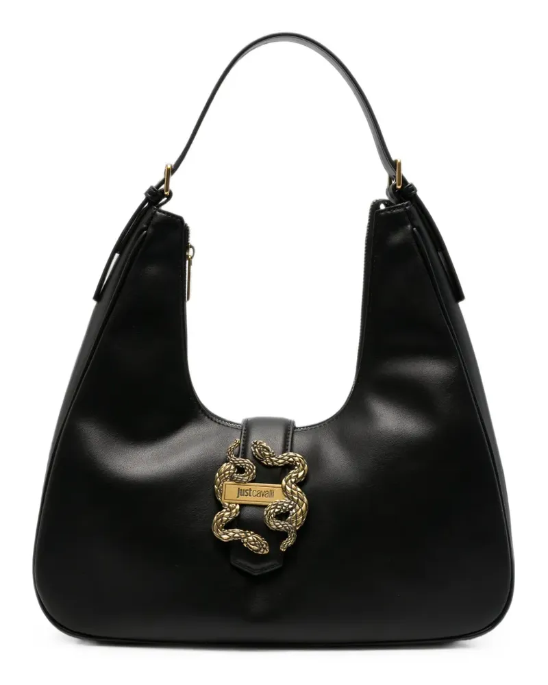 Just Cavalli Schultertasche mit Schlangen-Schild - Schwarz Schwarz