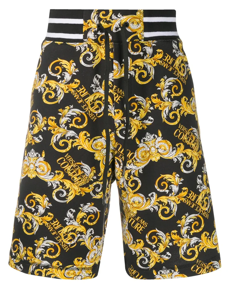 Versace Jeans Joggingshorts mit barockem Print - Schwarz Schwarz