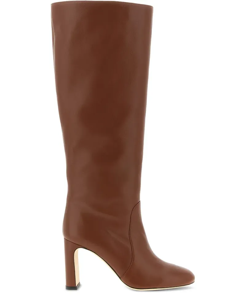 Stuart Weitzman Kniehohe Babette Tubo Stiefel aus Nappaleder 85mm - Braun Braun