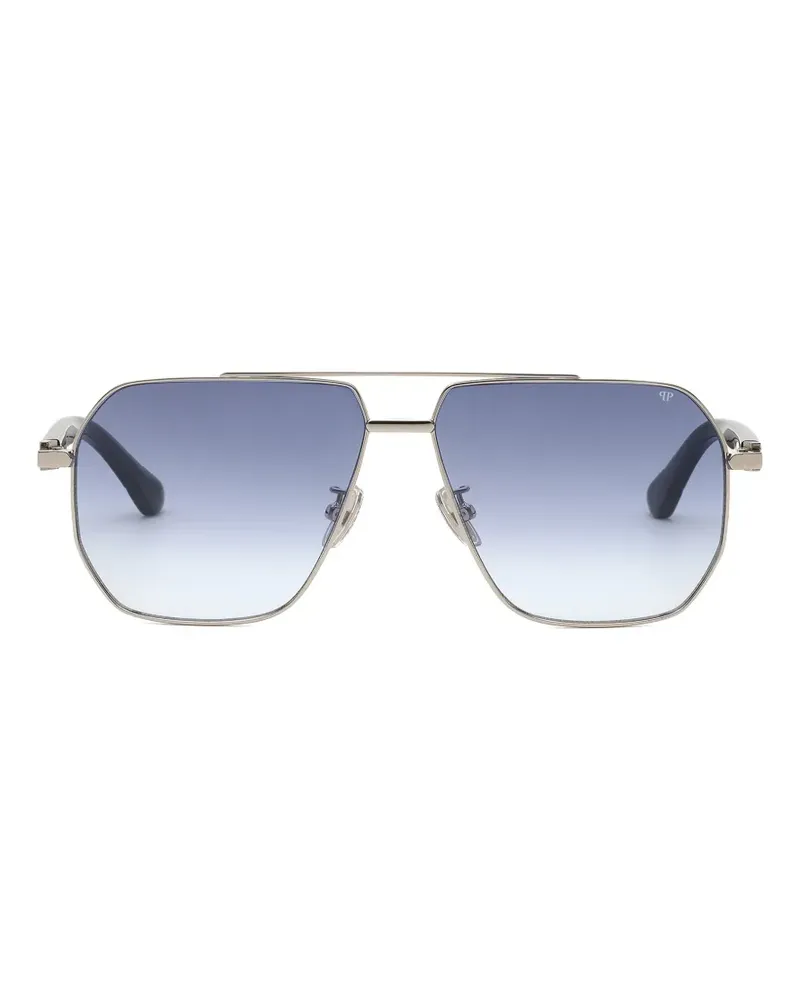 Philipp Plein Runde Sonnenbrille mit Farbverlauf - Silber Silber