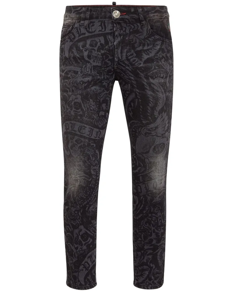 Philipp Plein Skinny-Jeans mit Tattoo-Print - Schwarz Schwarz