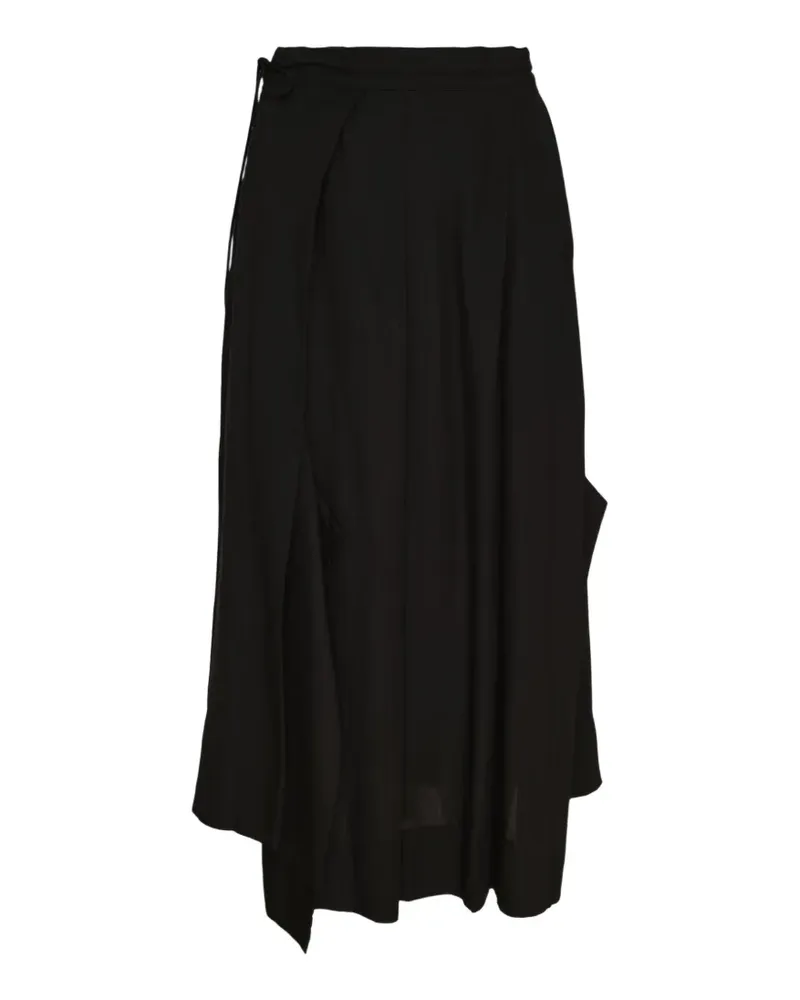 Yohji Yamamoto unbalanced tuck mid skirt - Schwarz Schwarz