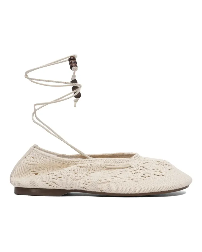Alohas beaded lace-up ballet flats - Nude Nude