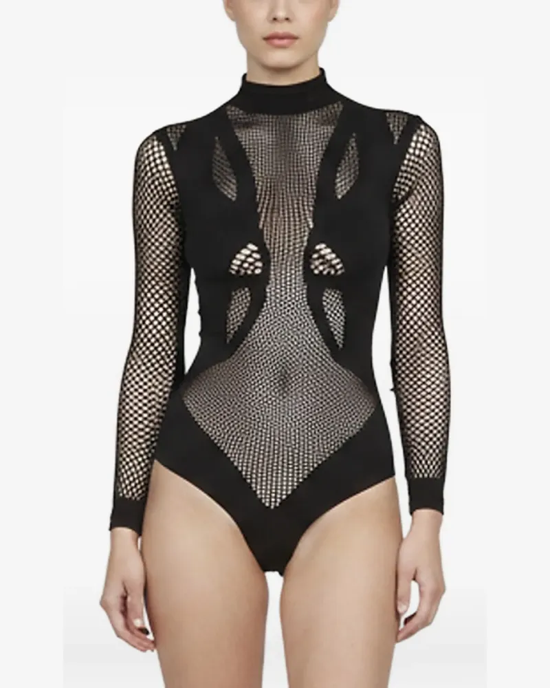 ATTICO mesh high-neck bodysuit - Schwarz Schwarz