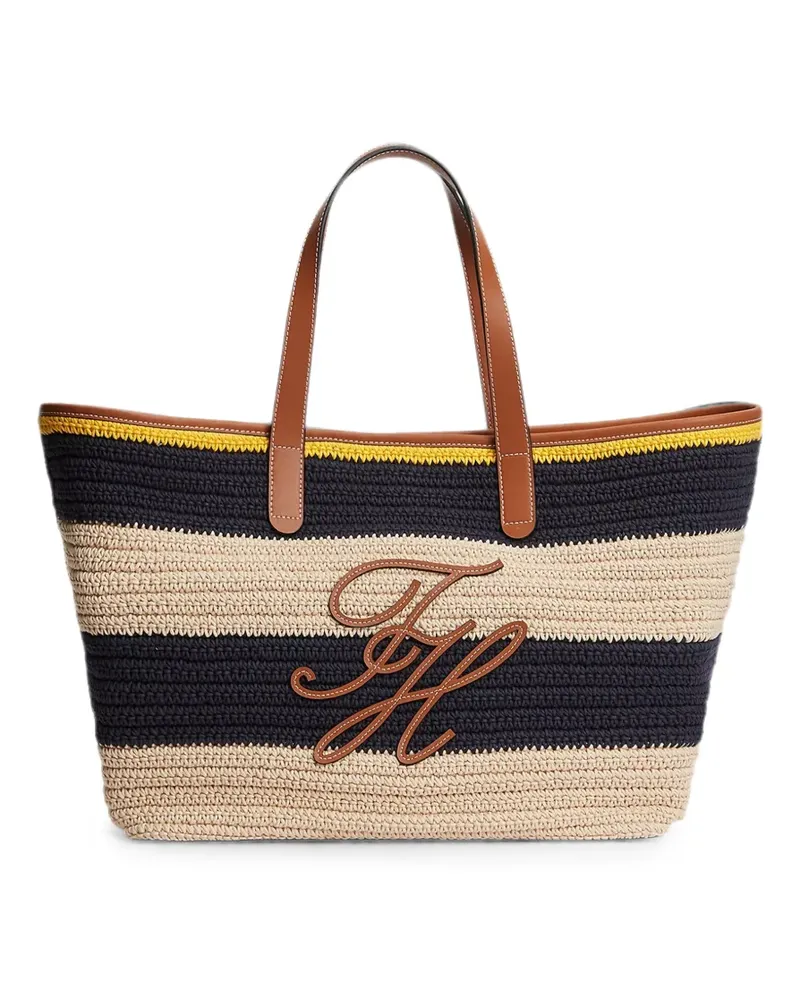 Tommy Hilfiger Gestreifte Tote Bag mit Logo-Patch - Blau Blau