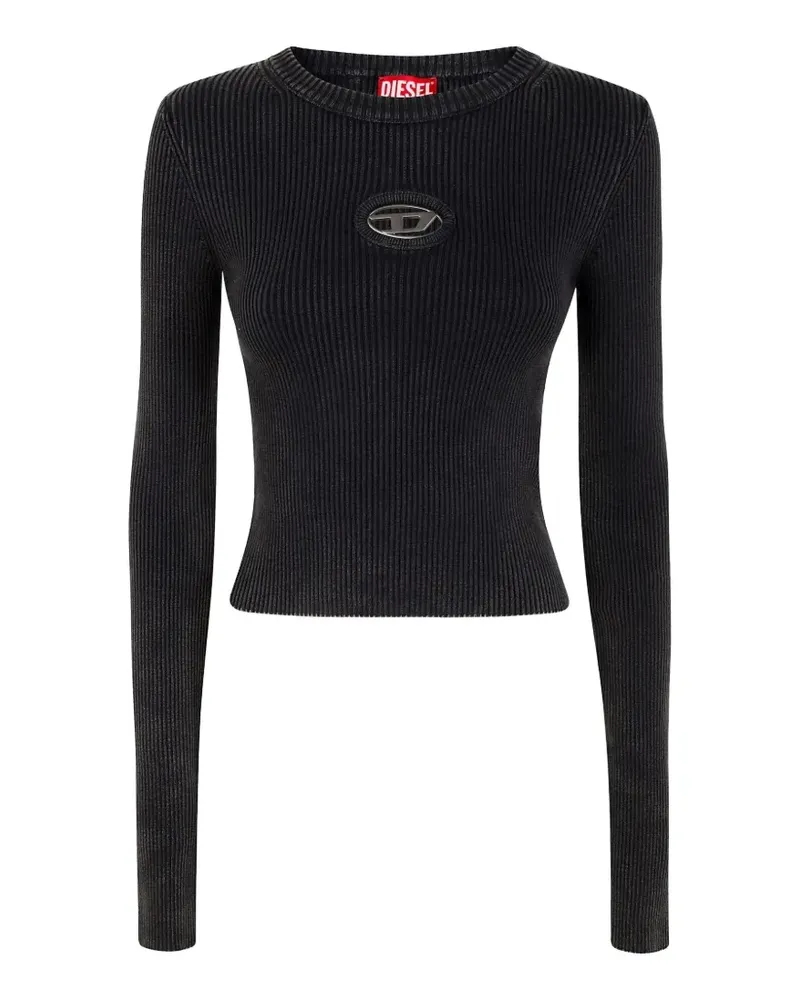 Diesel Geripptes Strickoberteil - Schwarz Schwarz