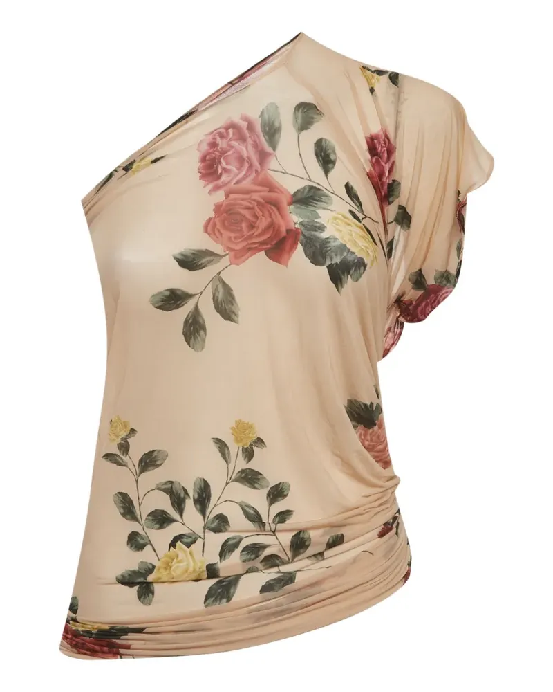 Magda Butrym One-Shoulder-Top mit Blumenprint - Nude Nude