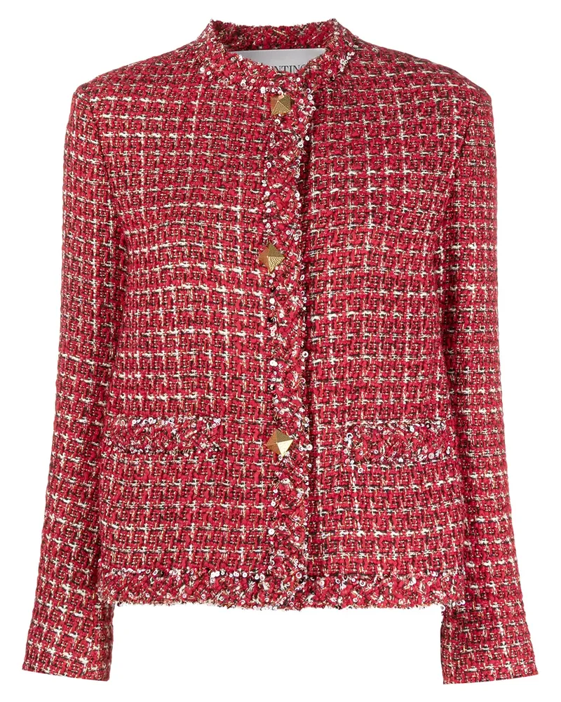 Valentino Garavani Tweed-Jacke mit Pailletten - Rot Rot