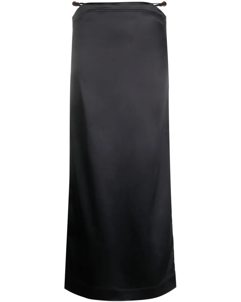 Ganni Maxirock aus Satin - Schwarz Schwarz